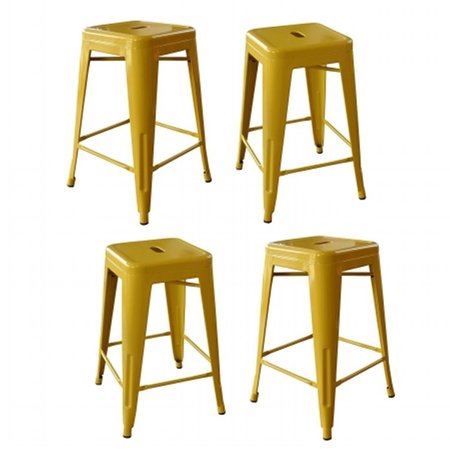 HIGHKEY Loft Gold 24 in. Metal Bar Stool; 4 Piece LR200492